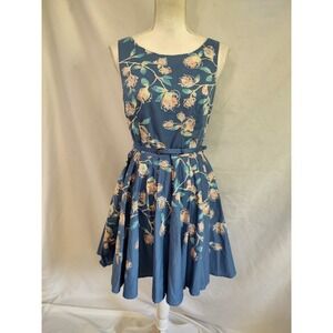 LC Lauren Conrad Dress Preppy Floral Classic Shift Dress Keyhole Back Belted 8